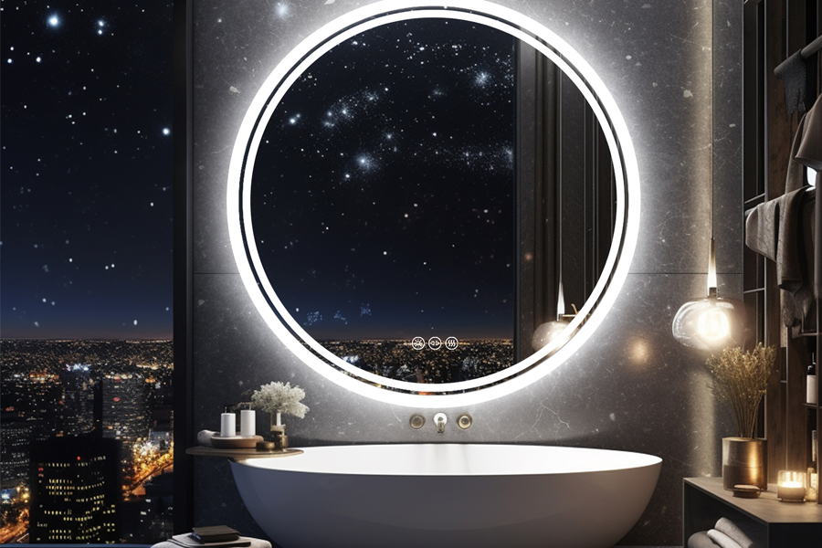 Round LED Bathroom Mirror with Anti-Fog