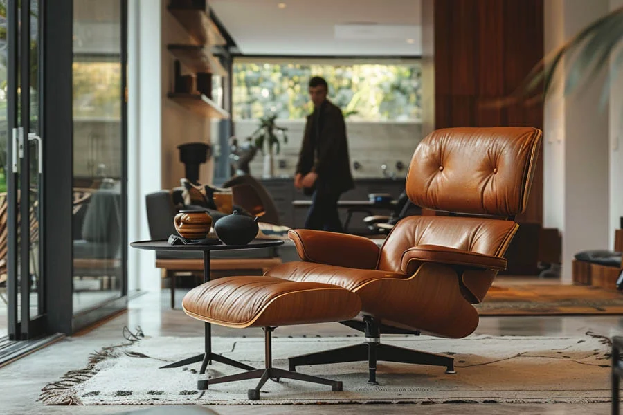 High-Quality Leather Recliner and Ottoman