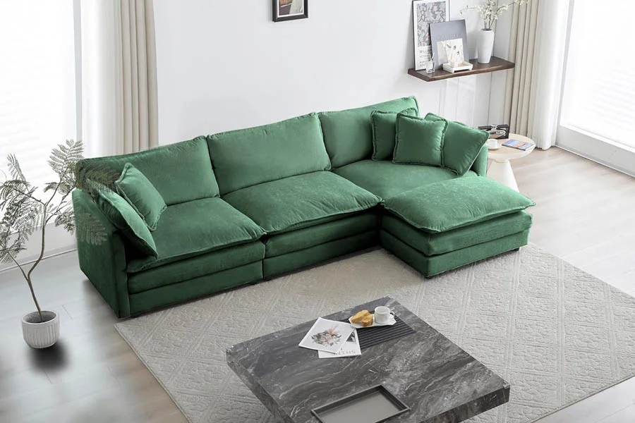 Deep Seat Sectional Sofa with Ottoman